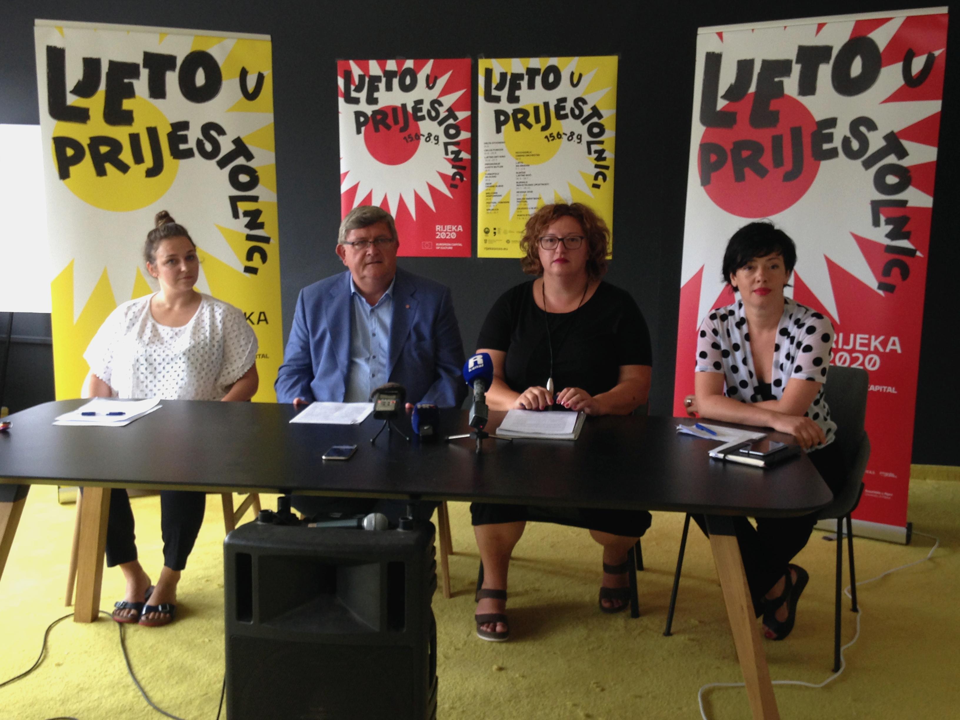 LJUP_konferencija za medije Jelena Milić, Vojko Obersnel, Emina Višnić, Lela Vujanić