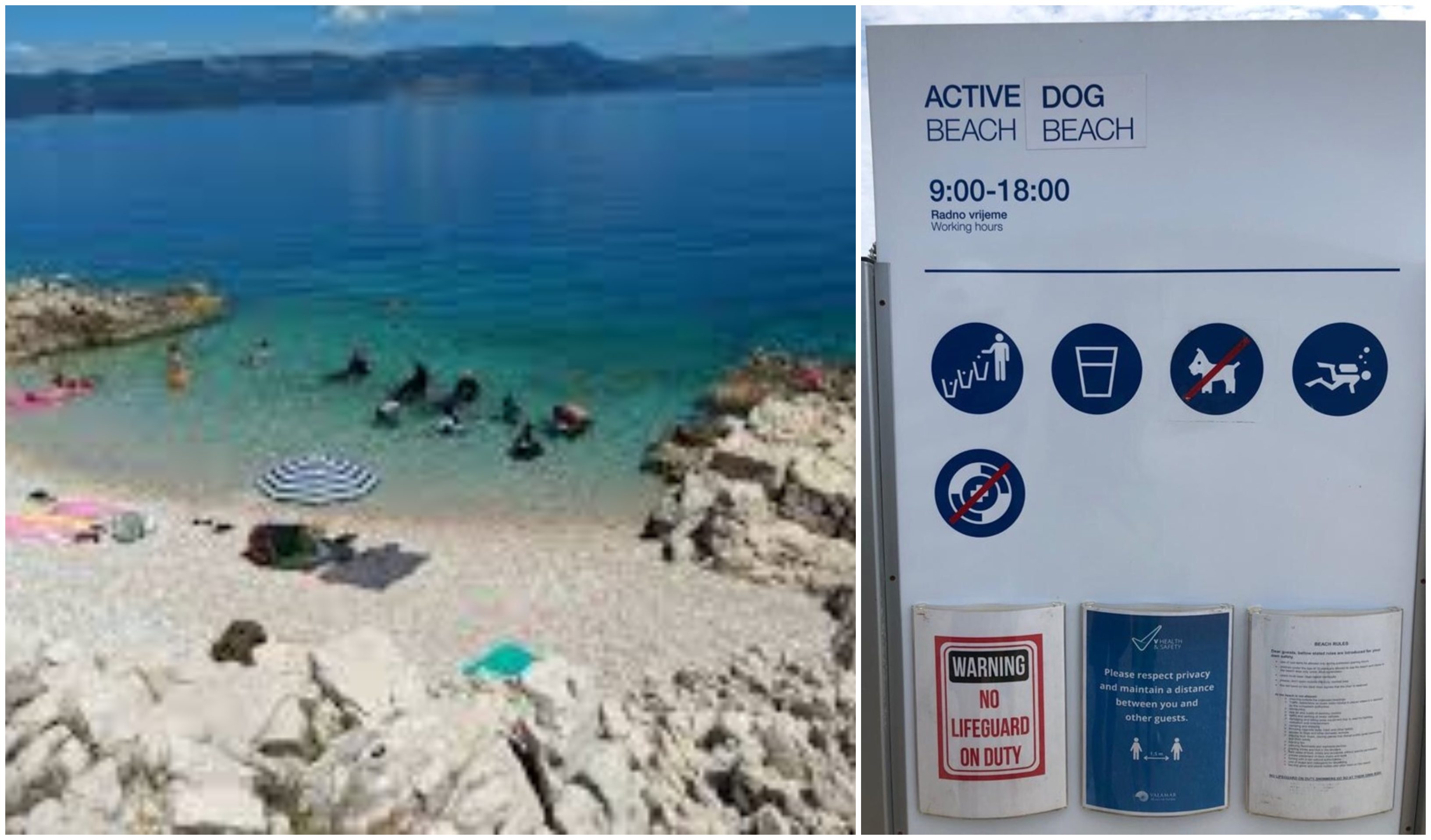 rabac plaža incident tabla psi