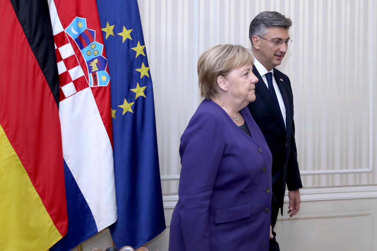 Zagreb: Premijer Andrej Plenković ugostio Angelu Merkel u Banskim dvorima