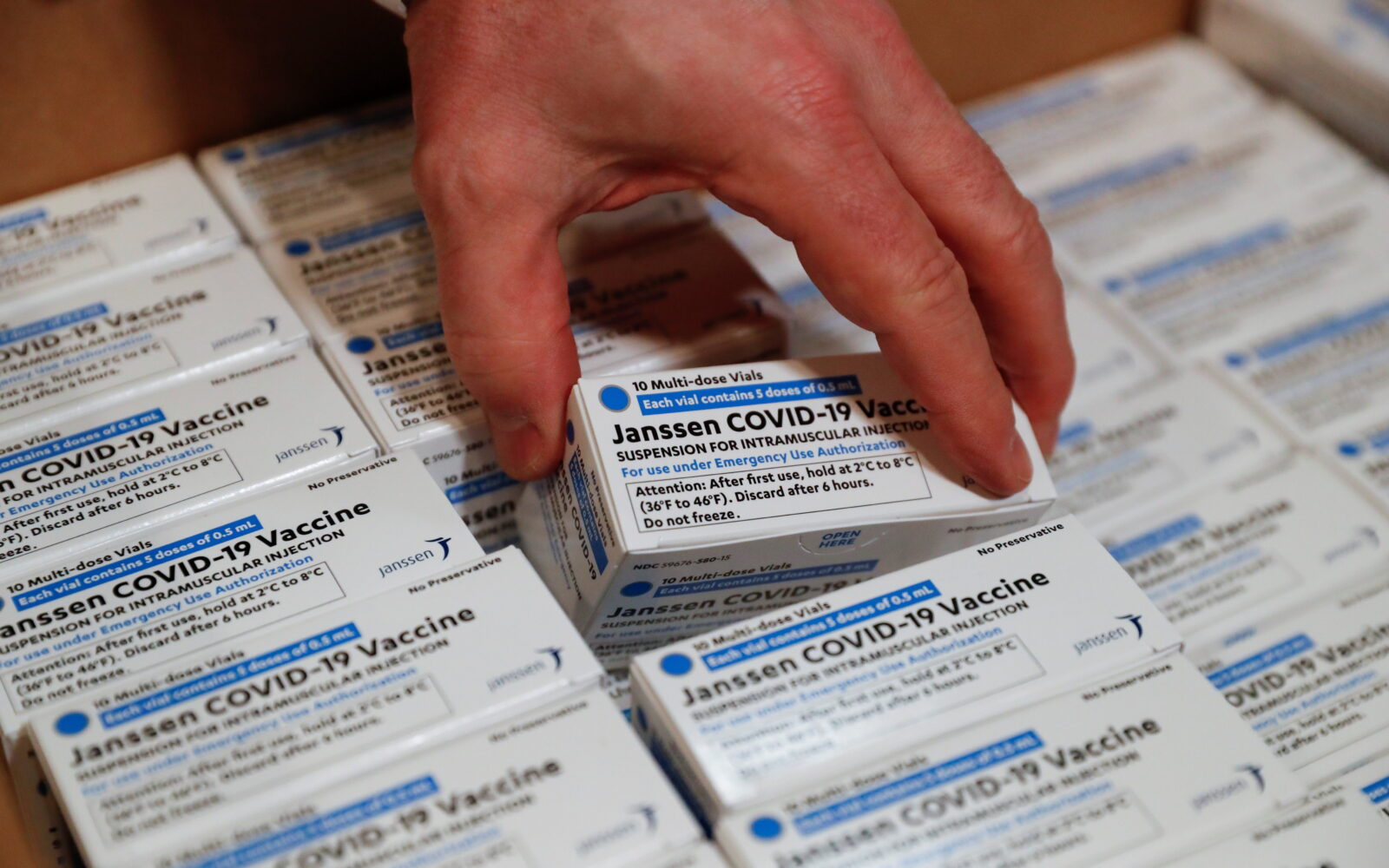 Johnson & Johnson COVID-19 vaccine is administered in Bay Shore, NY Johnson & Johnson COVID-19 vaccine is administered in Bay Shore, NY