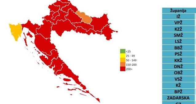 korona županije širenje karta