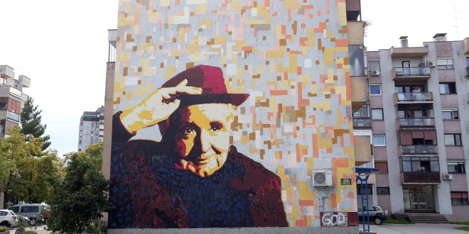 Karlovac: Mural s likom Miroslava Krlee