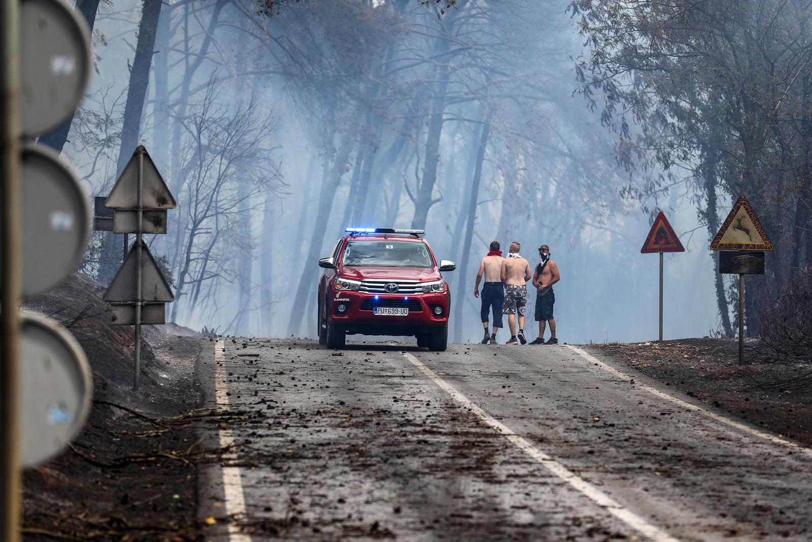 Pula: Hrabri stanovnici bore se s vatrom koja se približila njihovim domovima Pula: Hrabri stanovnici bore se s vatrom koja se približila njihovim domovima