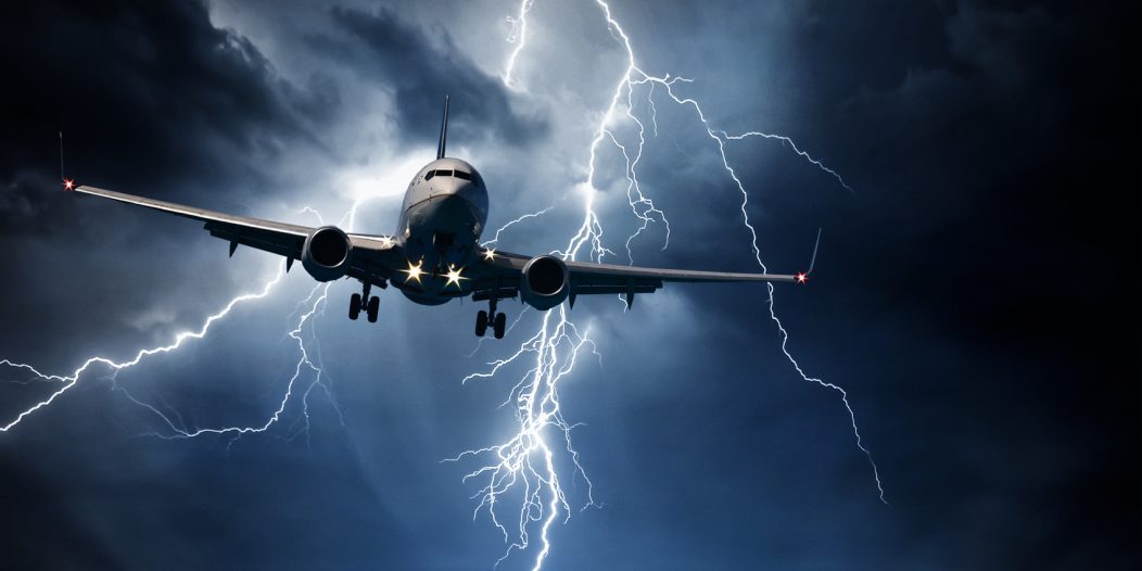 Jet travelling through stormy sky Jet travelling through stormy sky