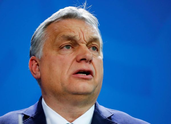 FILE PHOTO: Hungarian Prime Minister Orban speaks to media before talks with German Chancellor Merkel at Chancellery in Berlin