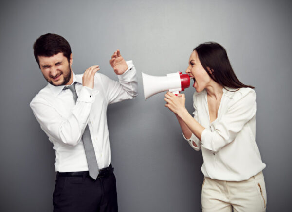 angry woman shouting at the man