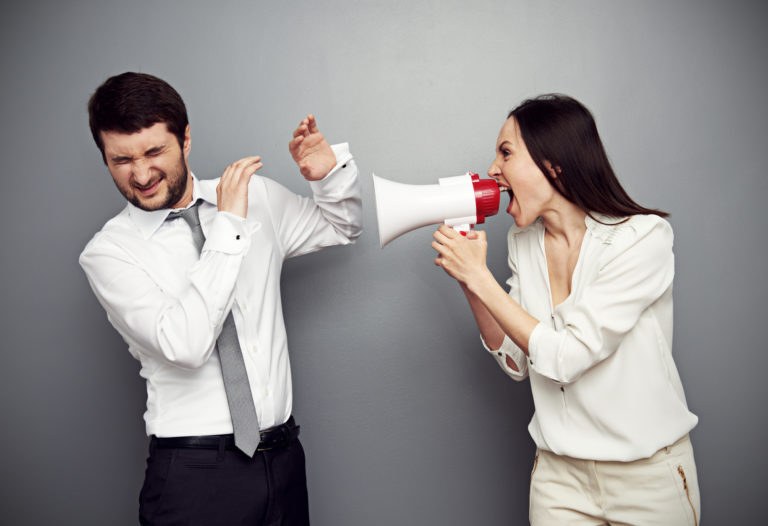 angry woman shouting at the man angry woman shouting at the man
