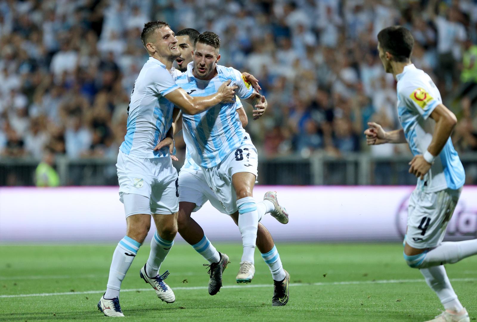 Rijeka: Slavlje nakon pogotka Marca Pašalića za 1:0 protiv Dukagjinija