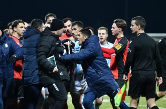 Naguravanje nogometaša Gorice i Rijeke nakon utakmice Naguravanje nogometaša Gorice i Rijeke nakon utakmice