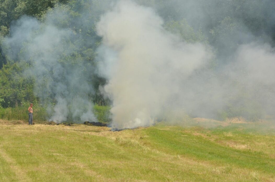 Spaljivanje trave i korova na livadi Spaljivanje trave i korova na livadi