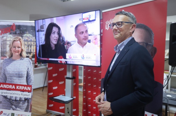 Rijeka: Doček izbornih rezultata u izbornom stožeru SDP-a
