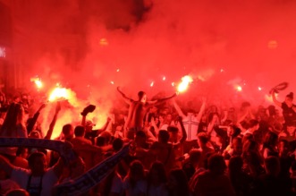 Rijeka: Navijači na Korzu slave osvajanje Hrvatskog nogometnog kupa