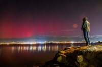Pogled na auroru borealis iz lučice Spinut Pogled na auroru borealis iz lučice Spinut