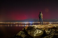 Pogled na auroru borealis iz lučice Spinut Pogled na auroru borealis iz lučice Spinut