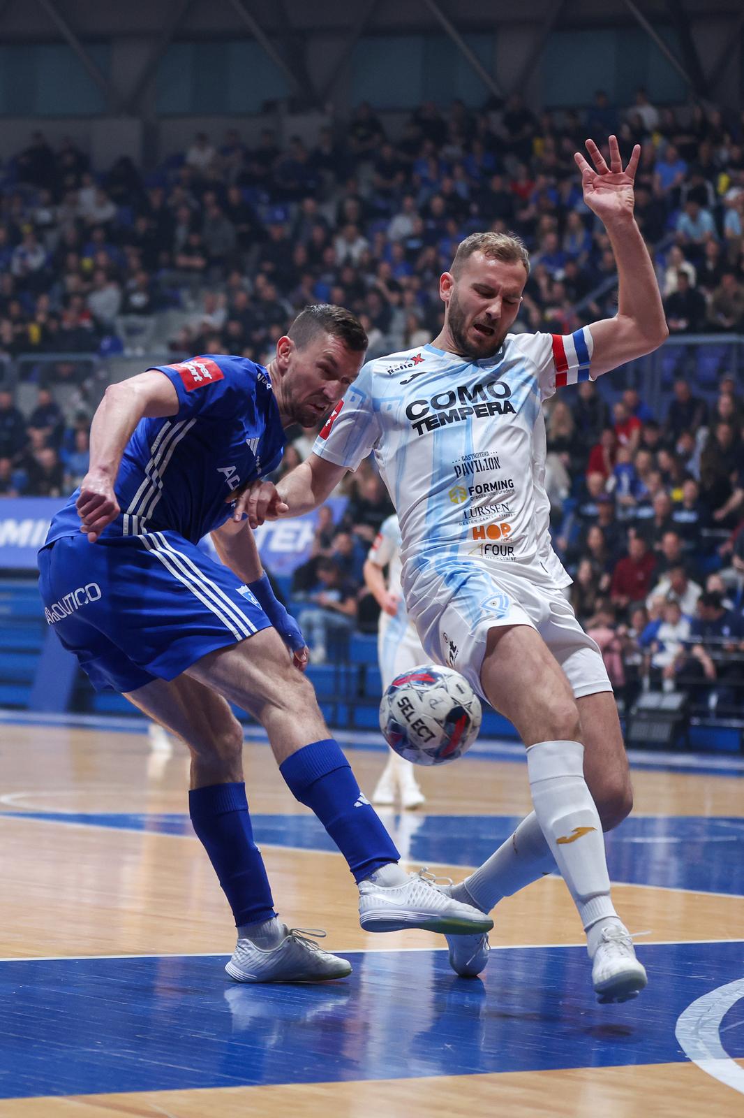 Susret Futsal Dinama i Rijeke u prvoj utakmici finala Hrvatskog malonogometnog kupa