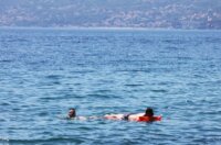 Rijeka: Kupači na gradskoj plaži na Kantridi.