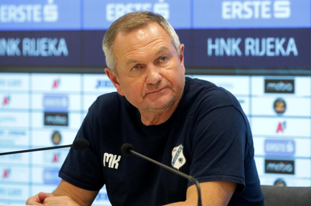 Rijeka: Trener Matjaž Kek i igrač Ante Oreč na konferenciji za medije