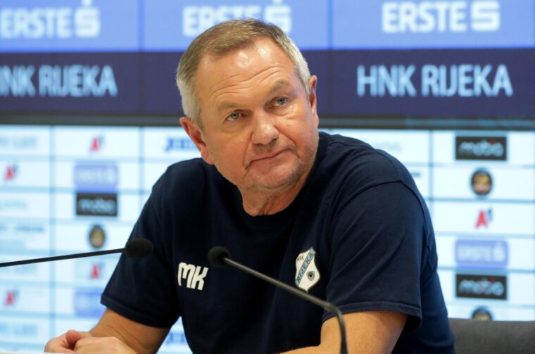 Rijeka: Trener Matjaž Kek i igrač Ante Oreč na konferenciji za medije Rijeka: Trener Matjaž Kek i igrač Ante Oreč na konferenciji za medije