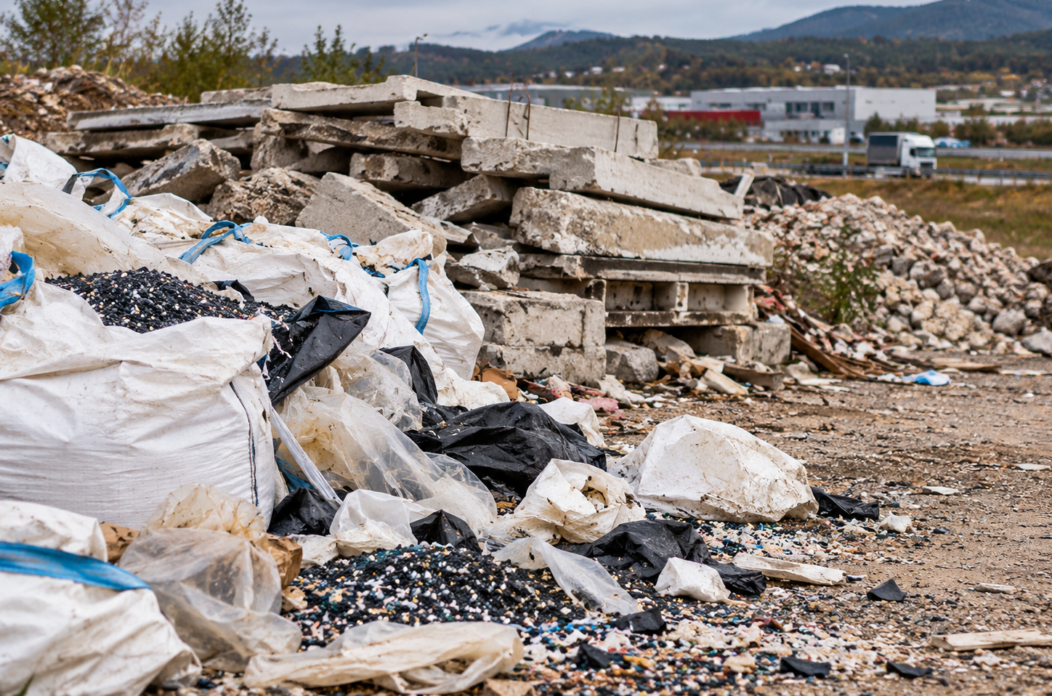 Illegal Dumping Ground Amid Industrial Hills
